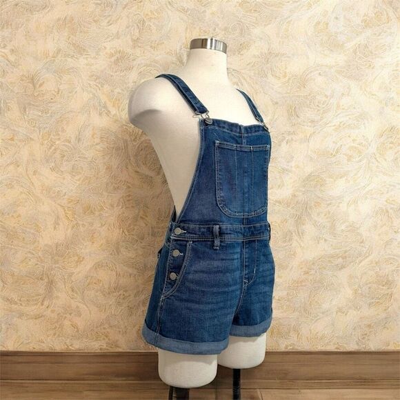 Old Navy Short Jean Overalls Straight 90s Medium Wash Denim Small - Picture 2 of 7